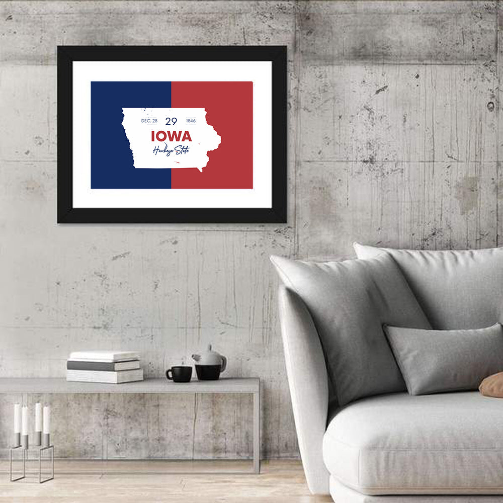 Hawkeye State Map Typography Wall Art