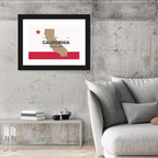 California Map with Red Star Wall Art