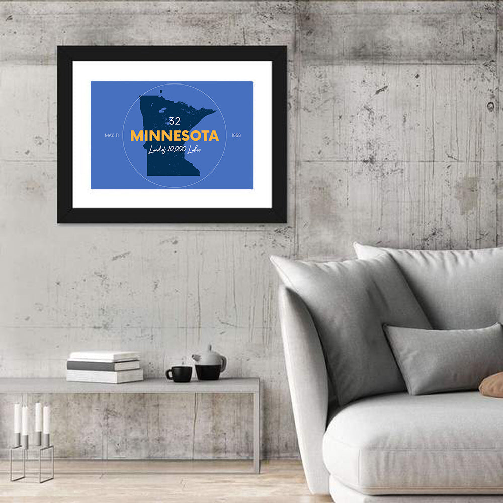 Minnesota State Outline Graphic Wall Art in a room, landscape