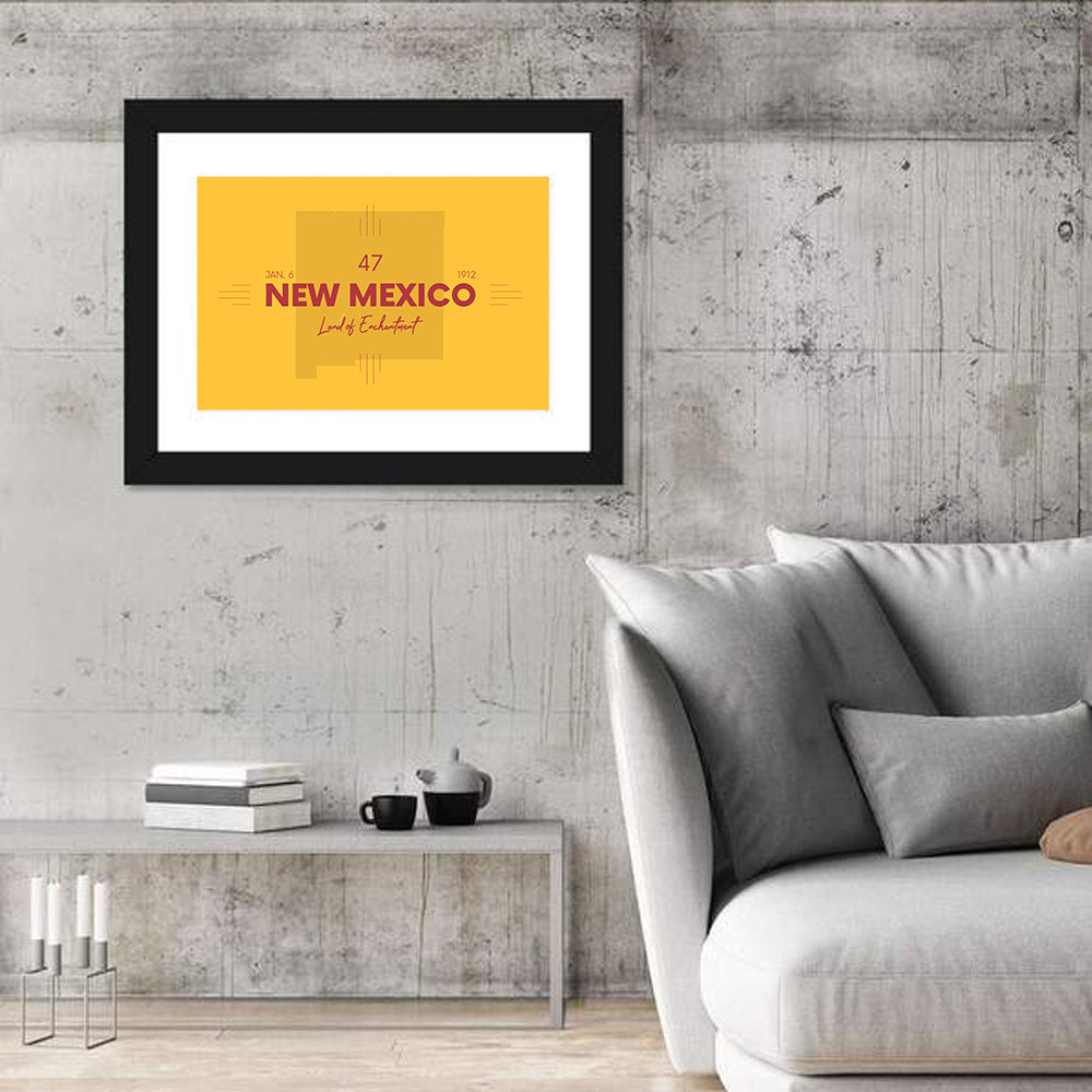 New Mexico Typographic Map 1912 Wall Art in a room, landscape