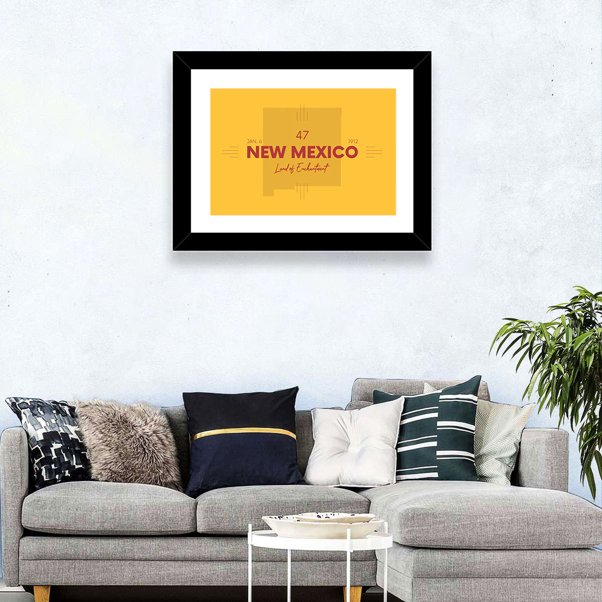 New Mexico Typographic Map 1912 Wall Art