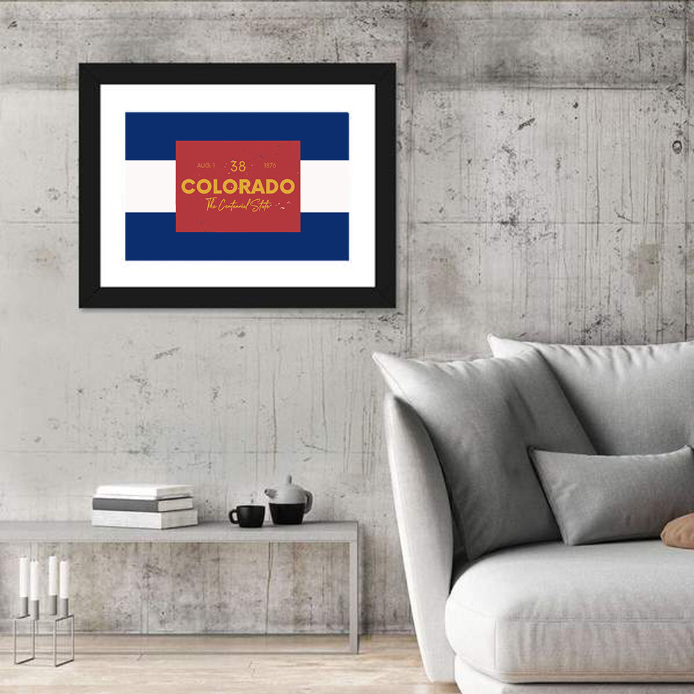 Colorado State Flag Map Wall Art in a room, landscape