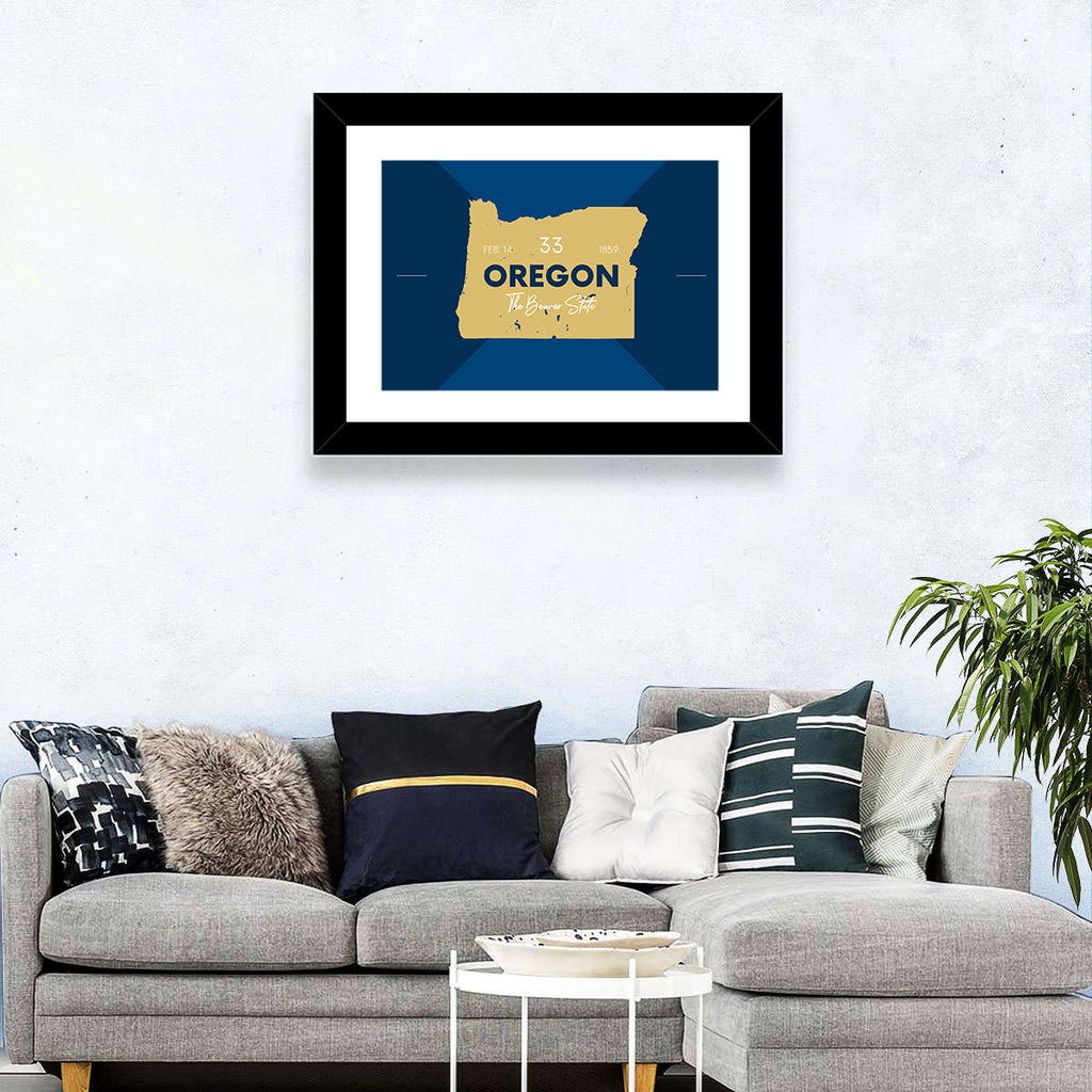 Oregon Typographic Map Wall Art