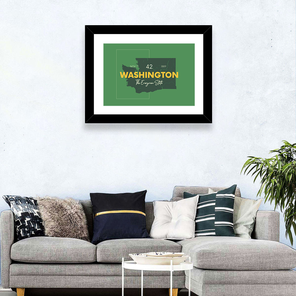 Minimalist Washington State Map Wall Art