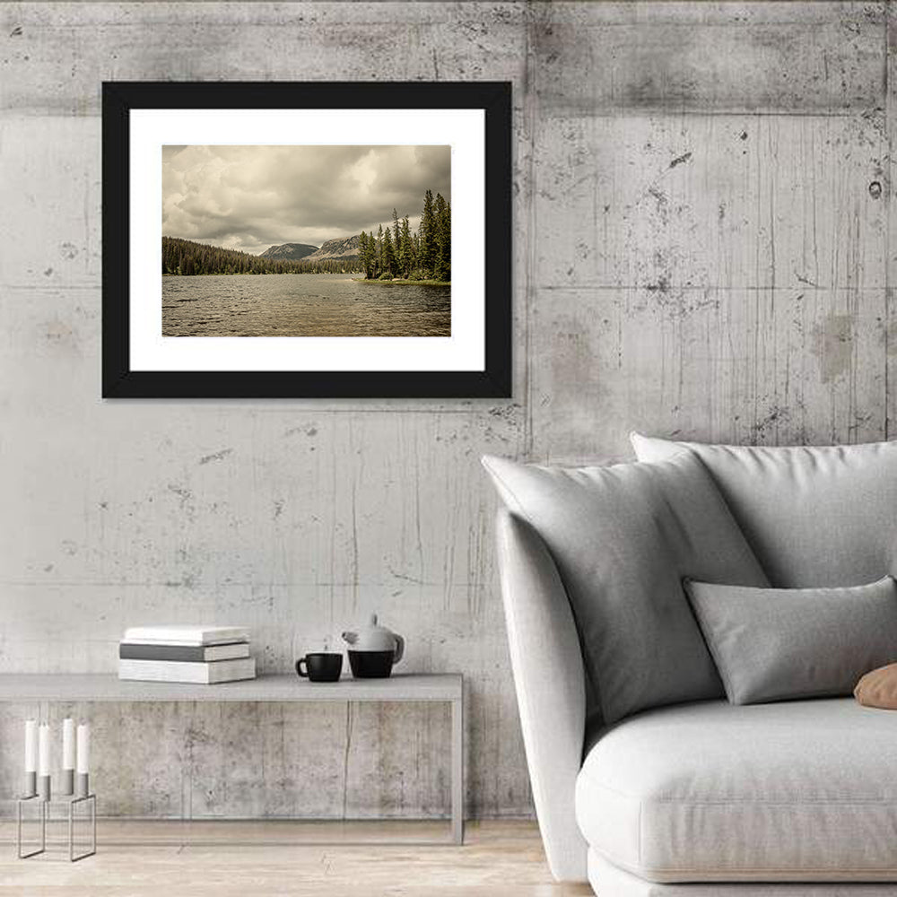 Mirror Lake Reflection Wall Art in a room, landscape