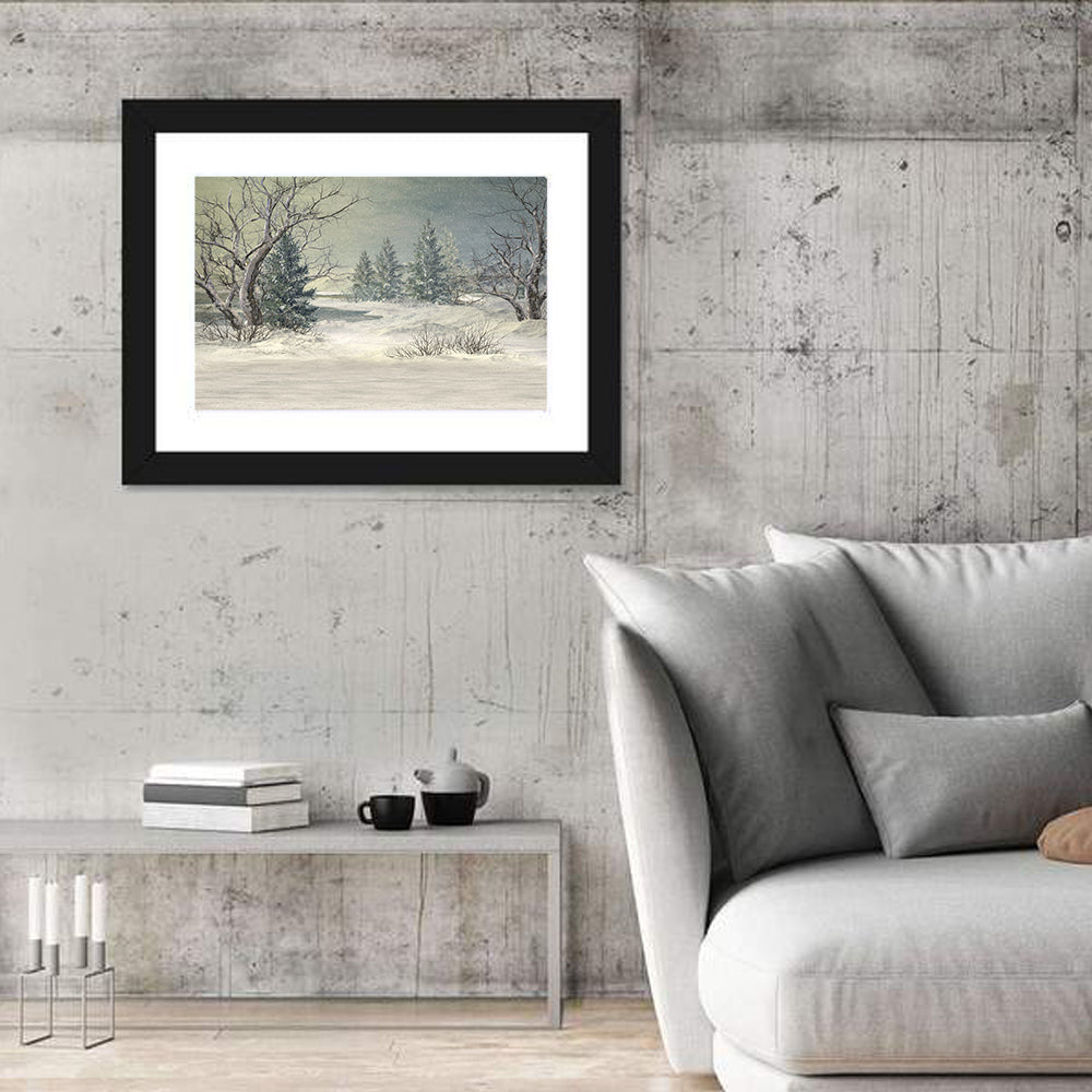 Snowy Forest with Frozen Pond Wall Art