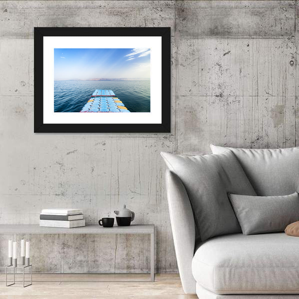 Galilee Floating Dock at Tiberias Wall Art in a room, landscape