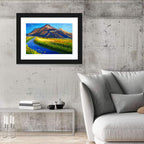 Mountain Village Stream at Golden Hour Wall Art