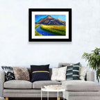 Mountain Village Stream at Golden Hour Wall Art