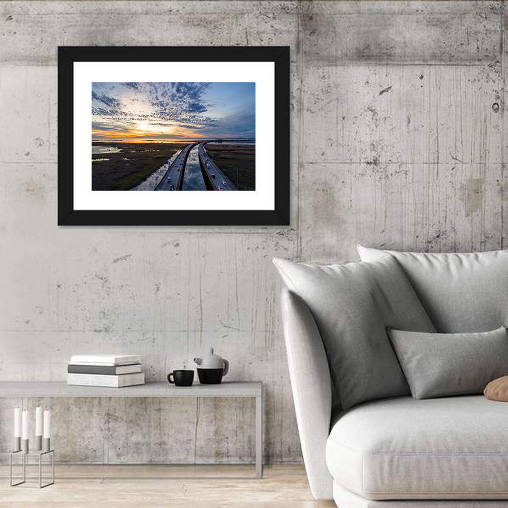 Mobile Bay Bridge at Sunset Wall Art