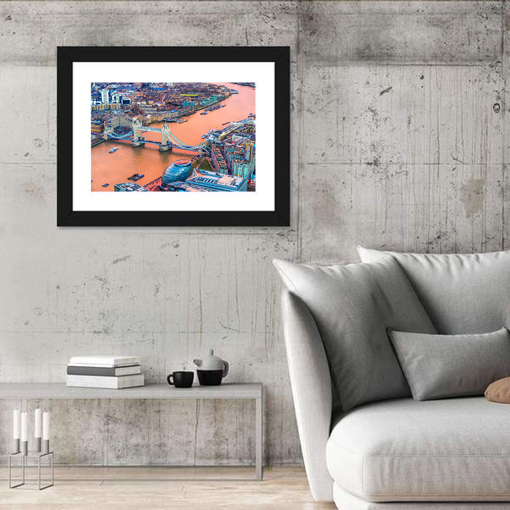 Tower Bridge Over the Thames Wall Art in a room, landscape