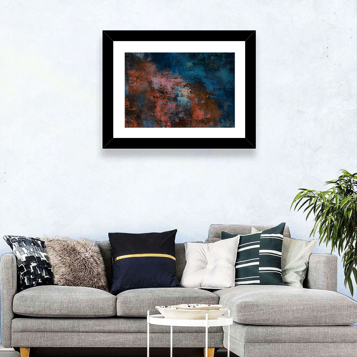 Blue to Rust Color Field Wall Art