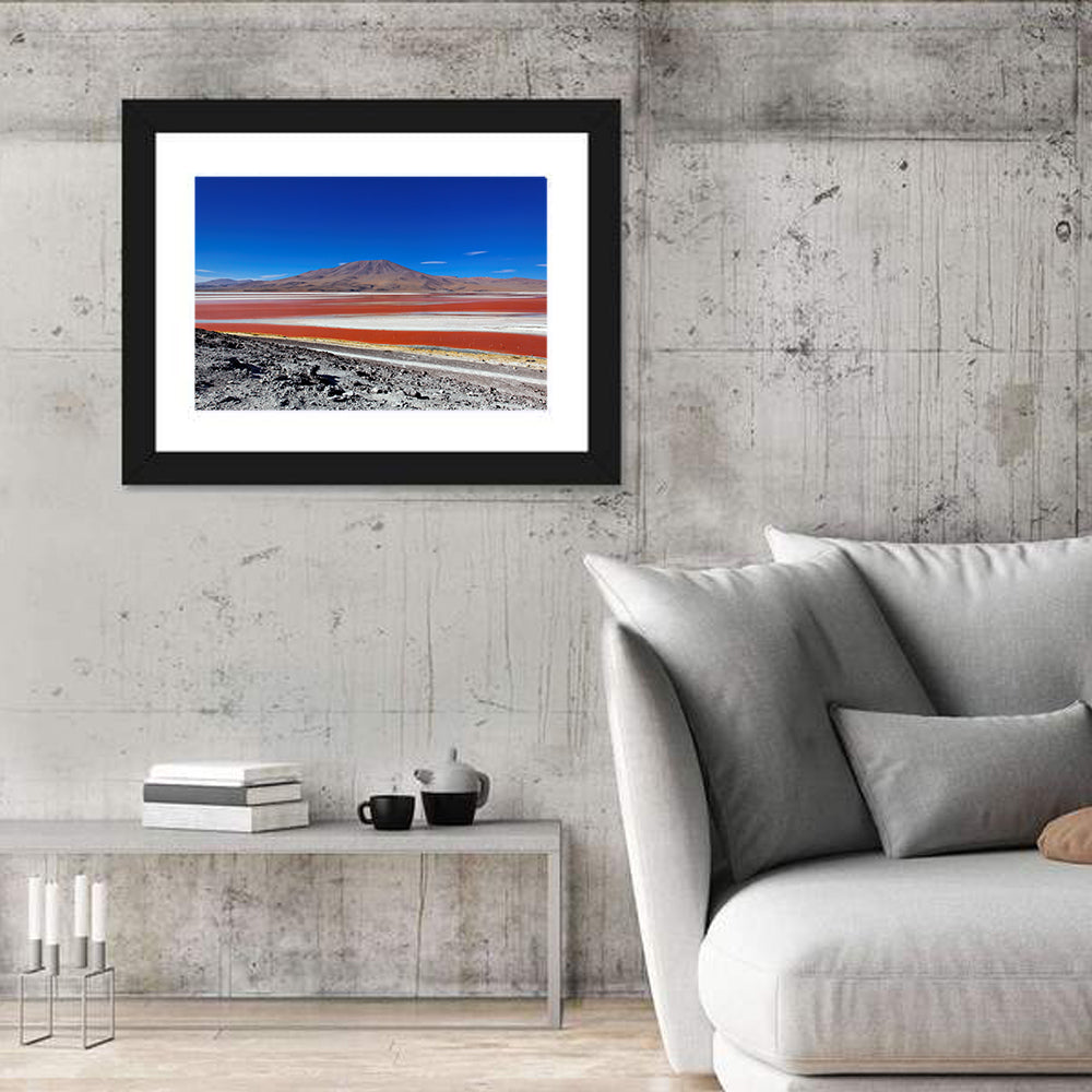 Laguna Colorada Red Lake Wall Art in a room, landscape
