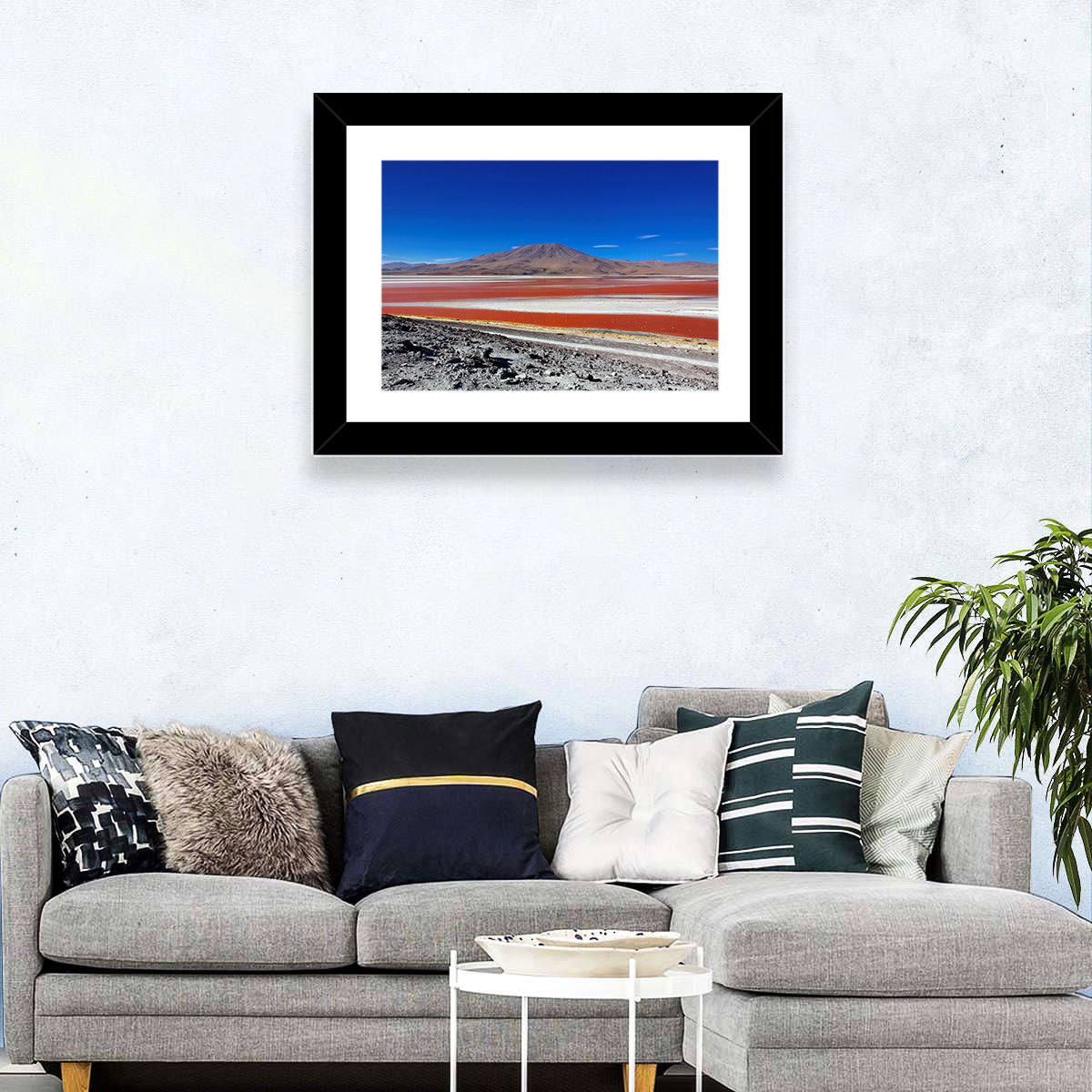 Laguna Colorada Red Lake Wall Art in a room, landscape