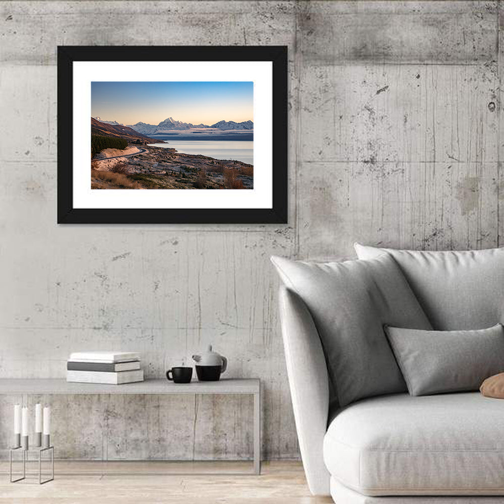 Mount Cook Over Lake Pukaki Wall Art in a room, landscape