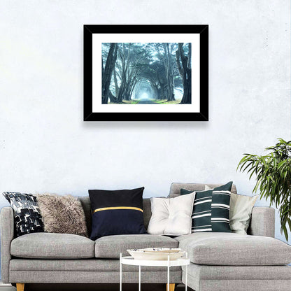 Foggy Trees Alley Wall Art