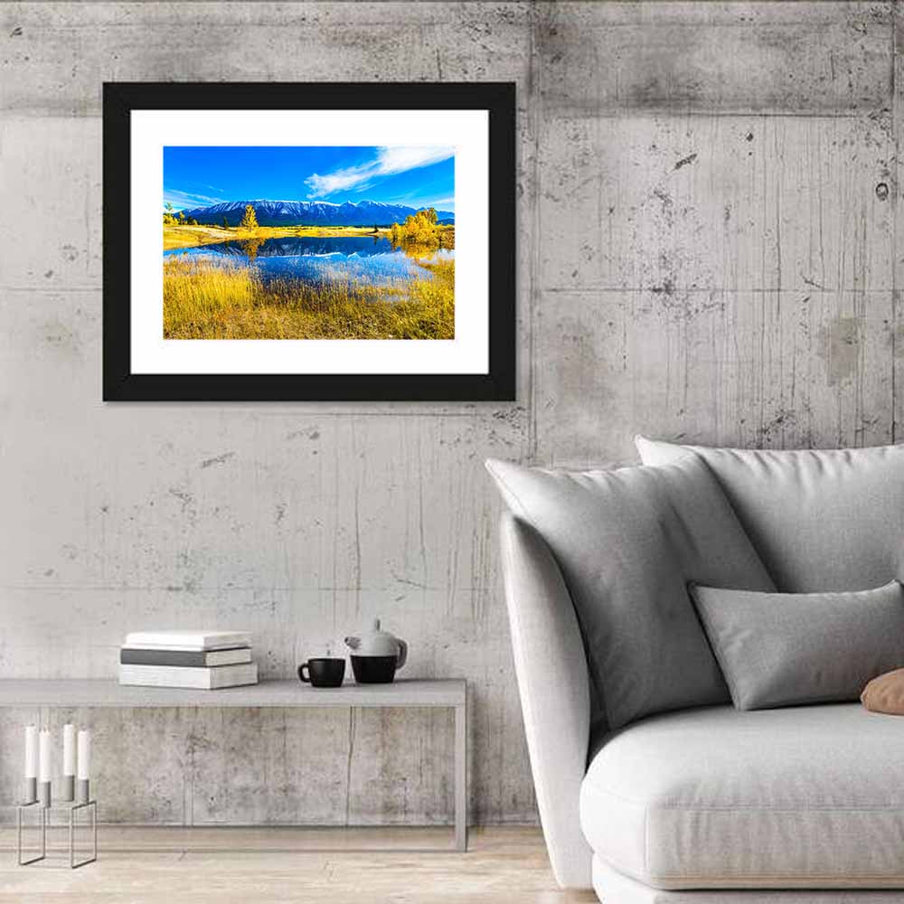Abraham Lake Reflection Wall Art in a room, landscape