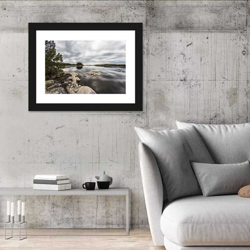 Voyageurs Pine Island Reflection Wall Art in a room, landscape