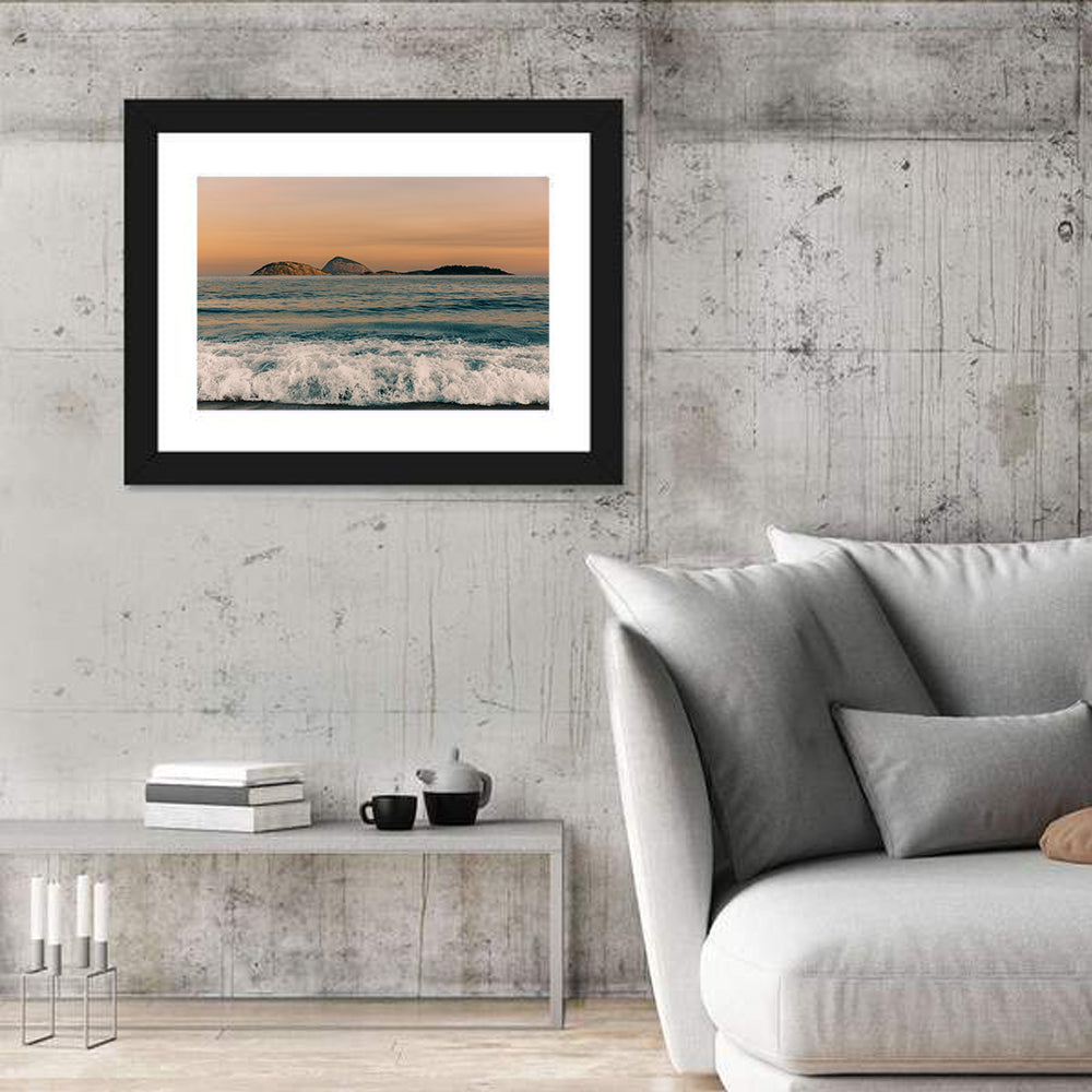 Cagarras Island Sunset Beach Wall Art in a room, landscape