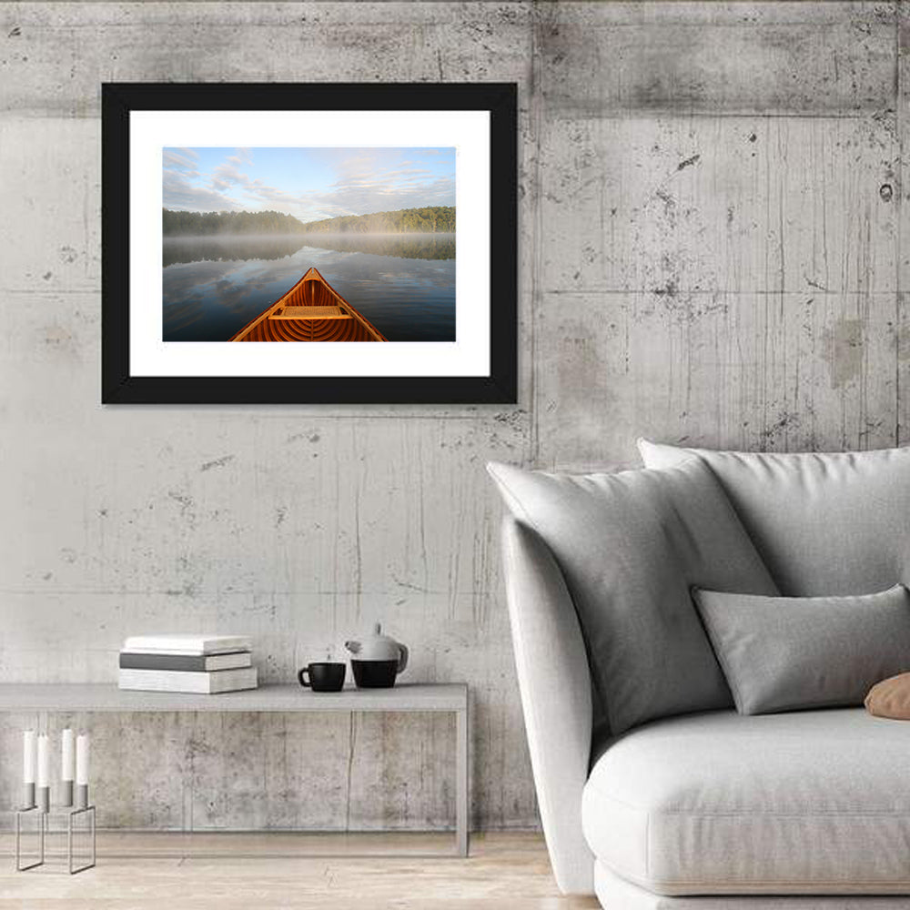 Cedar Canoe on Lake Ontario Wall Art in a room, landscape