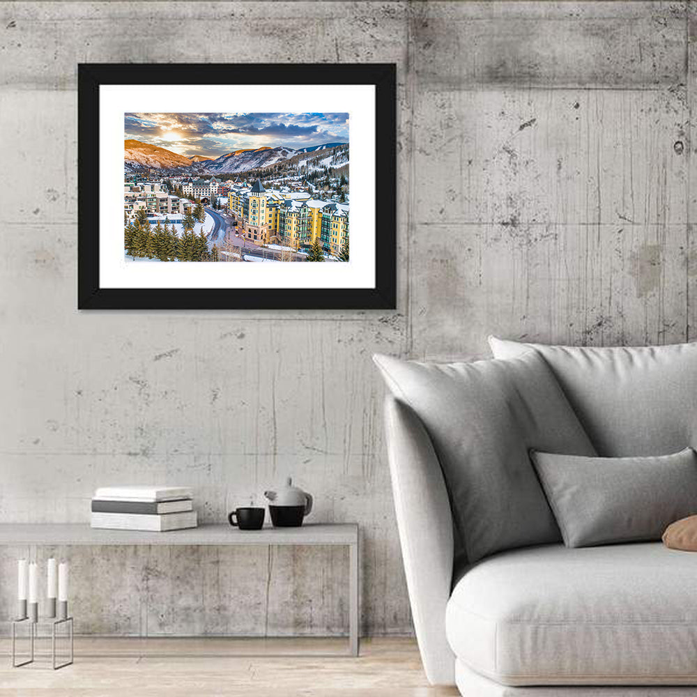 Vail Village Skyline Wall Art in a room, landscape