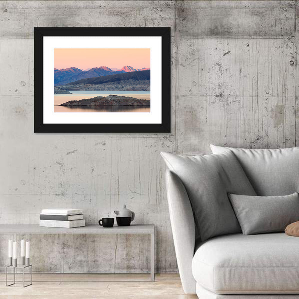 Lake Mead Twilight Reflection Wall Art in a room, landscape