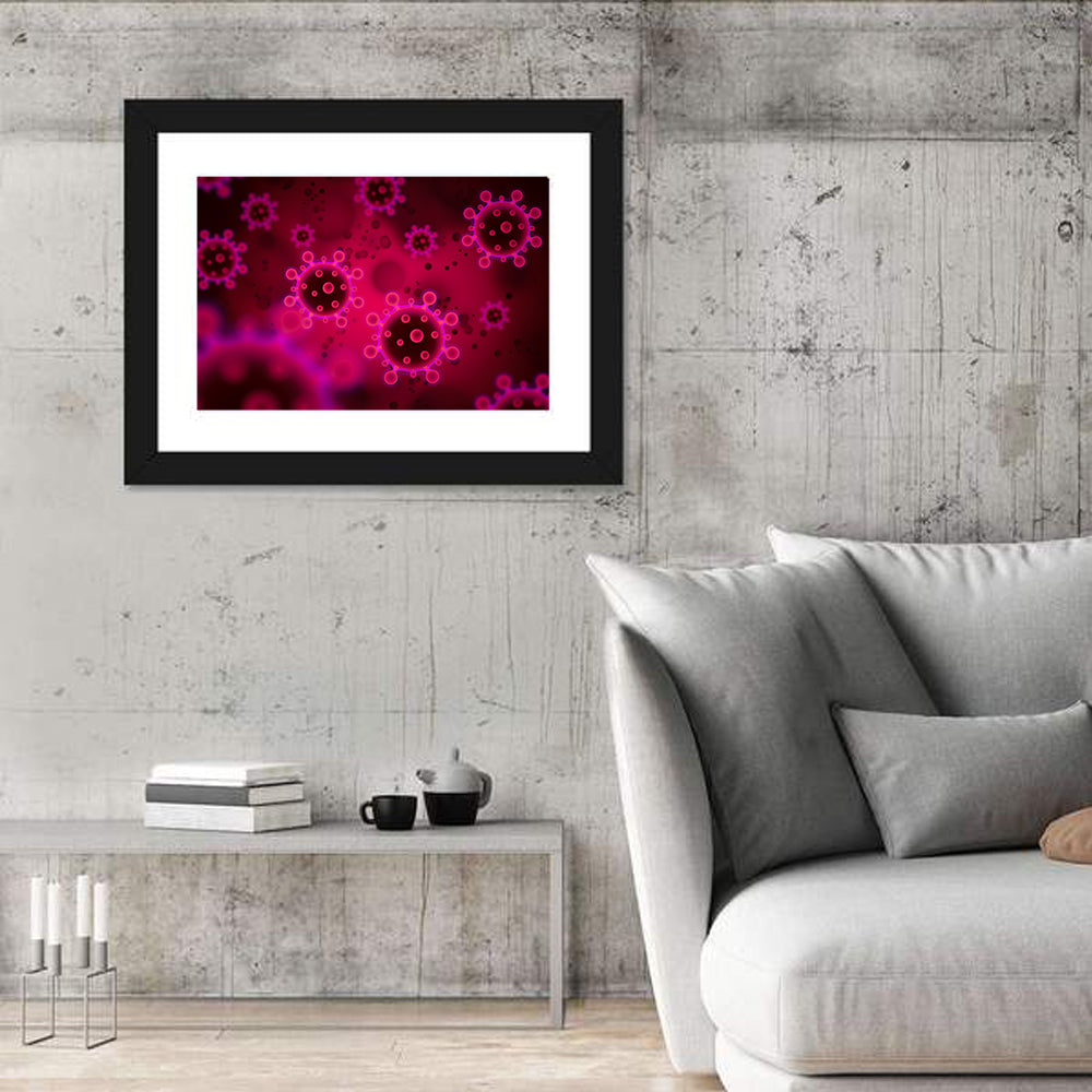 Microscopic Virus Particle Study Wall Art in a room, landscape
