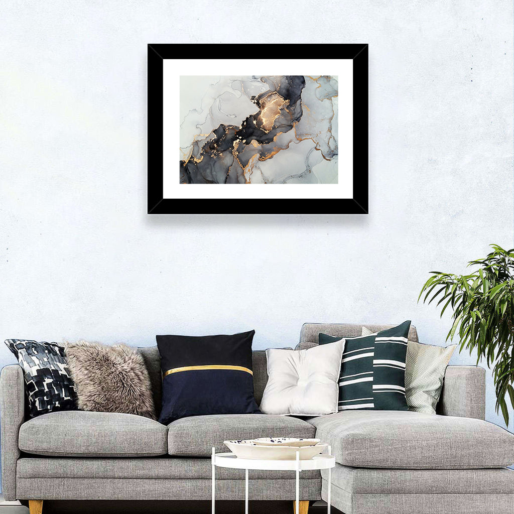 Black Fire Marble Abstract Wall Art