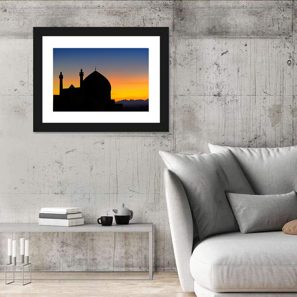 Isfahan Mosque Silhouette at Dusk Wall Art