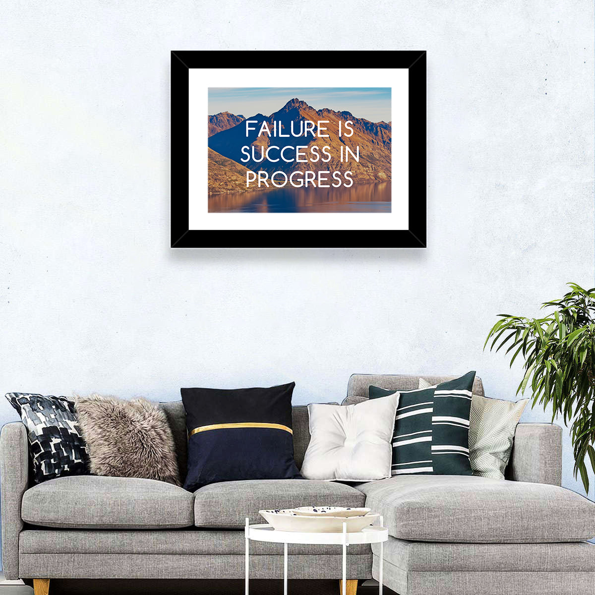 Failure Is Success in Progress Wall Art in a room, landscape