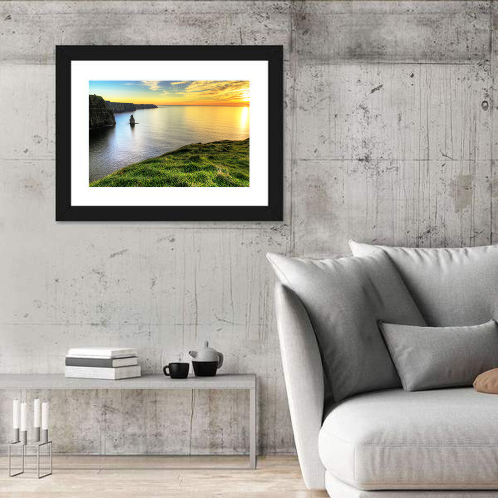Cliffs of Moher at Sunset Wall Art in a room, landscape