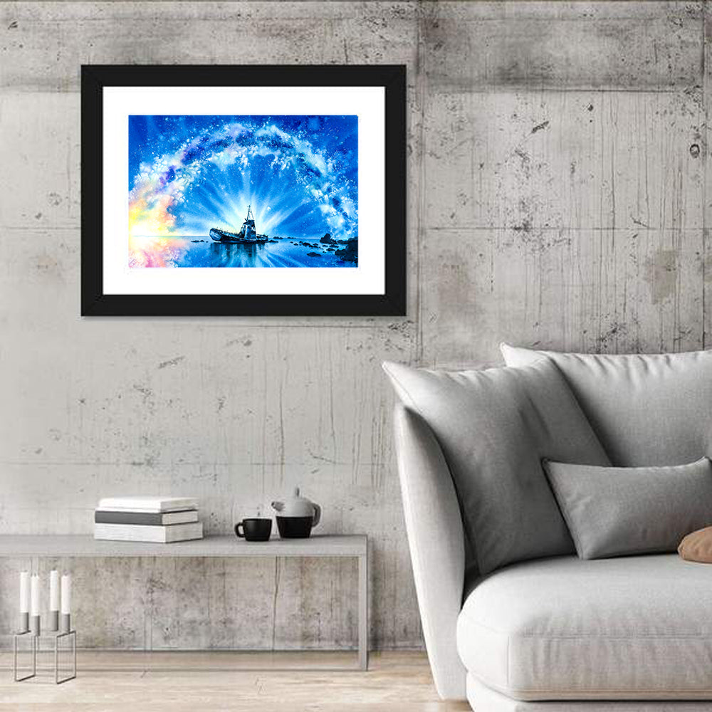 Shipwreck Under Milky Way Wall Art