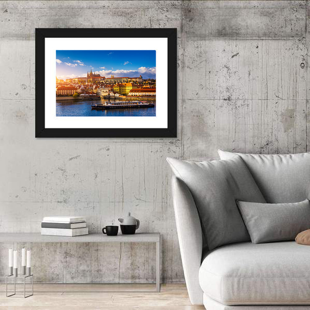 Prague Castle Golden Hour River View Wall Art