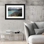 Curved Dam on Turquoise Lake Wall Art