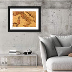 Antique Map of Italy with Ornate Cartouche Wall Art