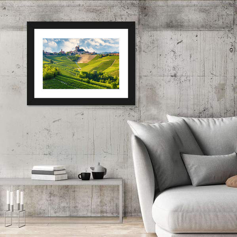 Grinzane Cavour Vineyards Wall Art in a room, landscape