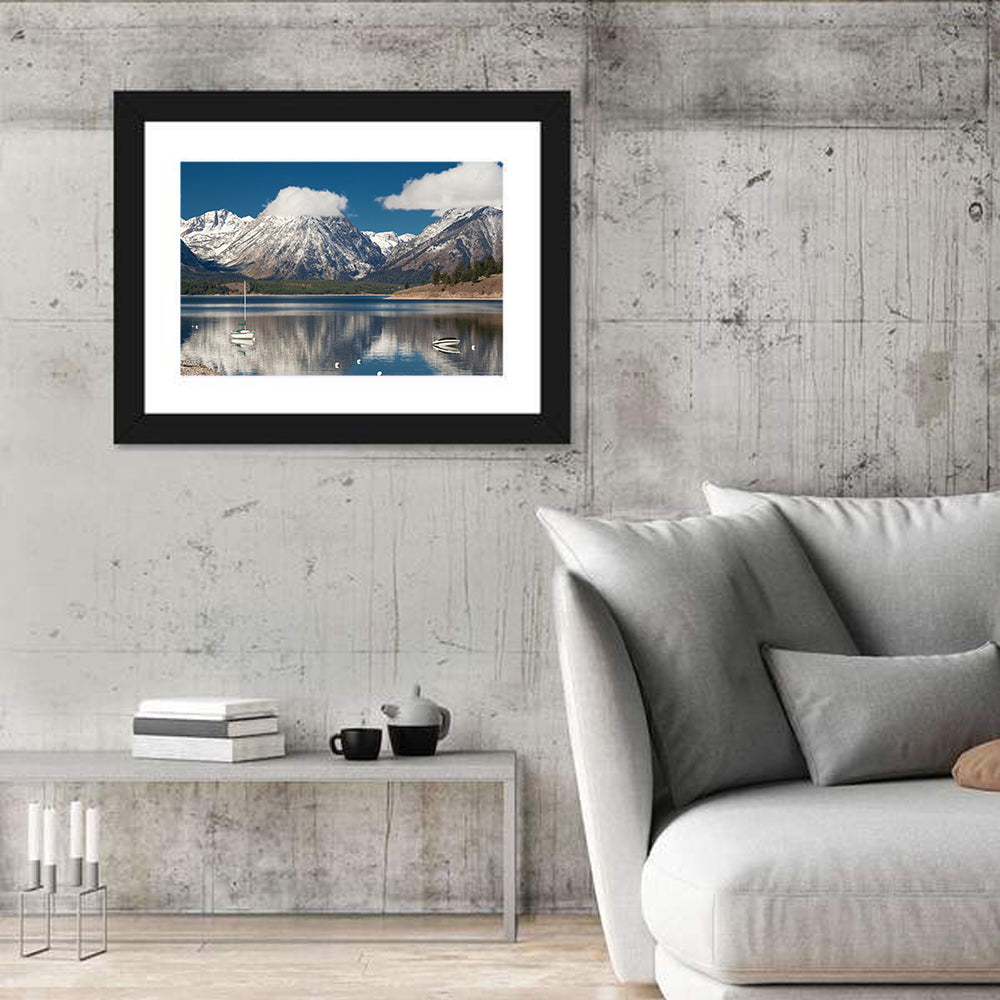 Jenny Lake Reflection Wall Art in a room, landscape