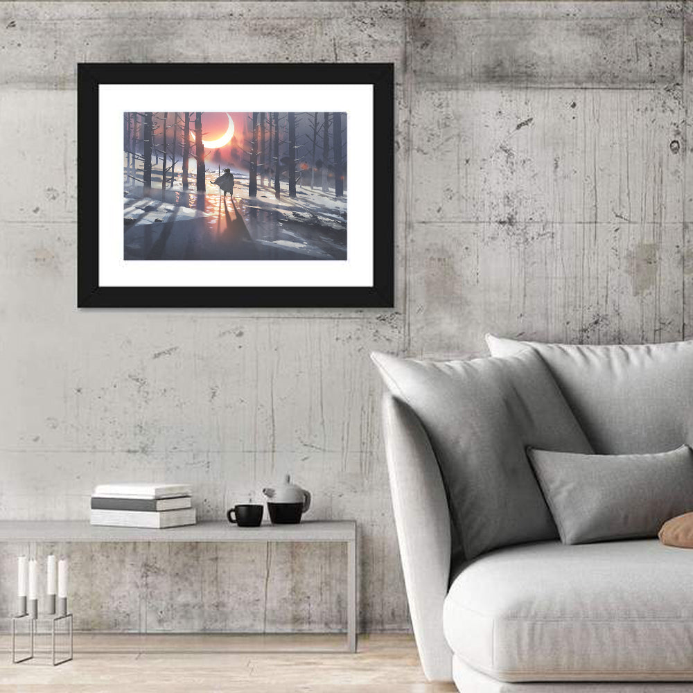 Lone Traveler in Winter Forest Wall Art