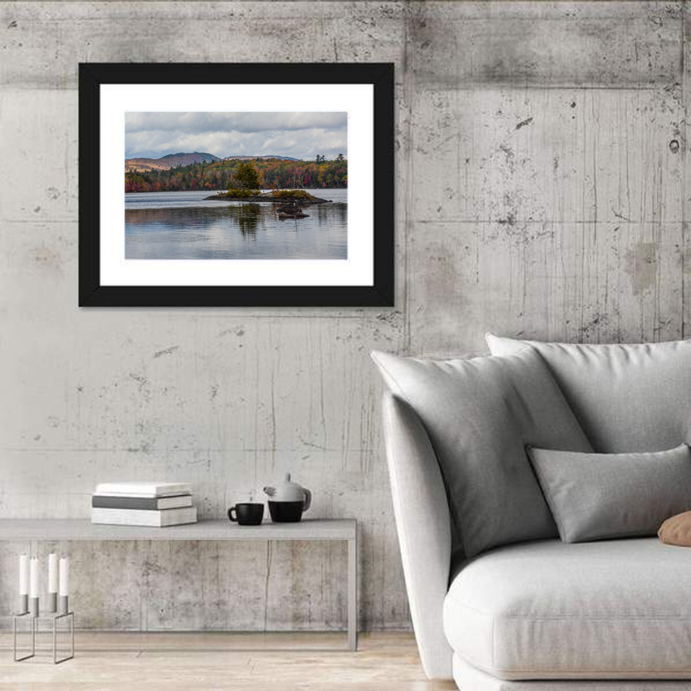 Lake Umbagog Autumn Reflection Wall Art in a room, landscape
