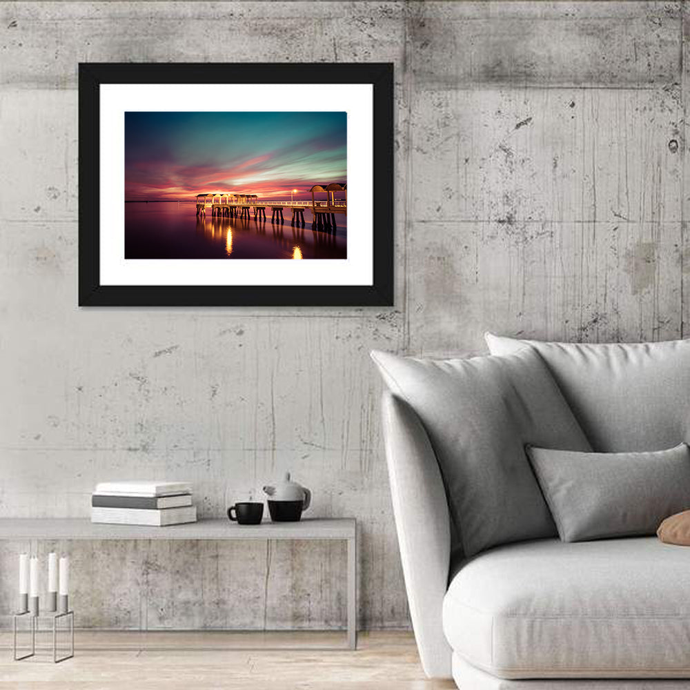 Jekyll Island Pier at Dusk Wall Art in a room, landscape