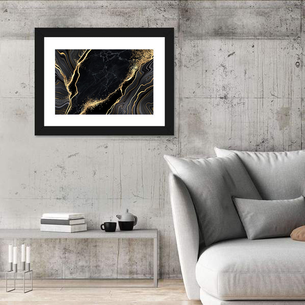 Diagonal Gold Veined Marble Wall Art