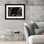Diagonal Gold Veined Marble Wall Art