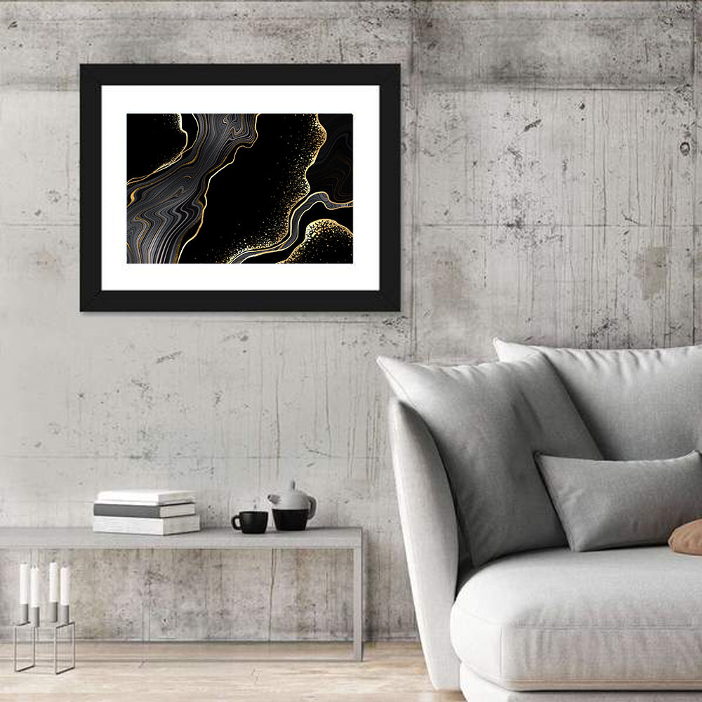 Black Marble with Gold Veins Wall Art