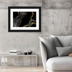 Black Marble with Gold Veins Wall Art