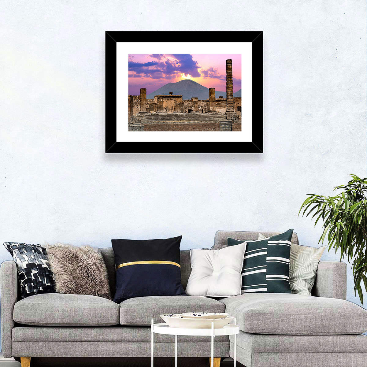 Pompeii Columns at Sunset, Mount Vesuvius Wall Art
