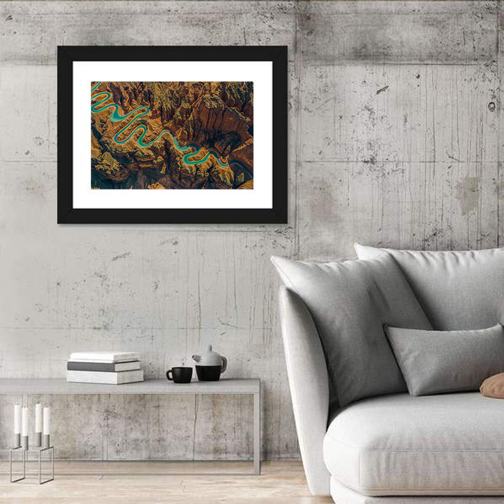 Twisted Mountain Road Wall Art in a room, landscape