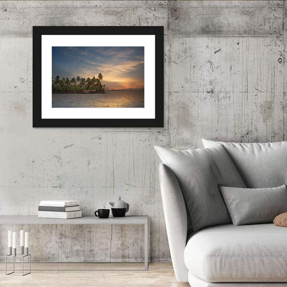 Vembanad Lake Sunset Wall Art in a room, landscape
