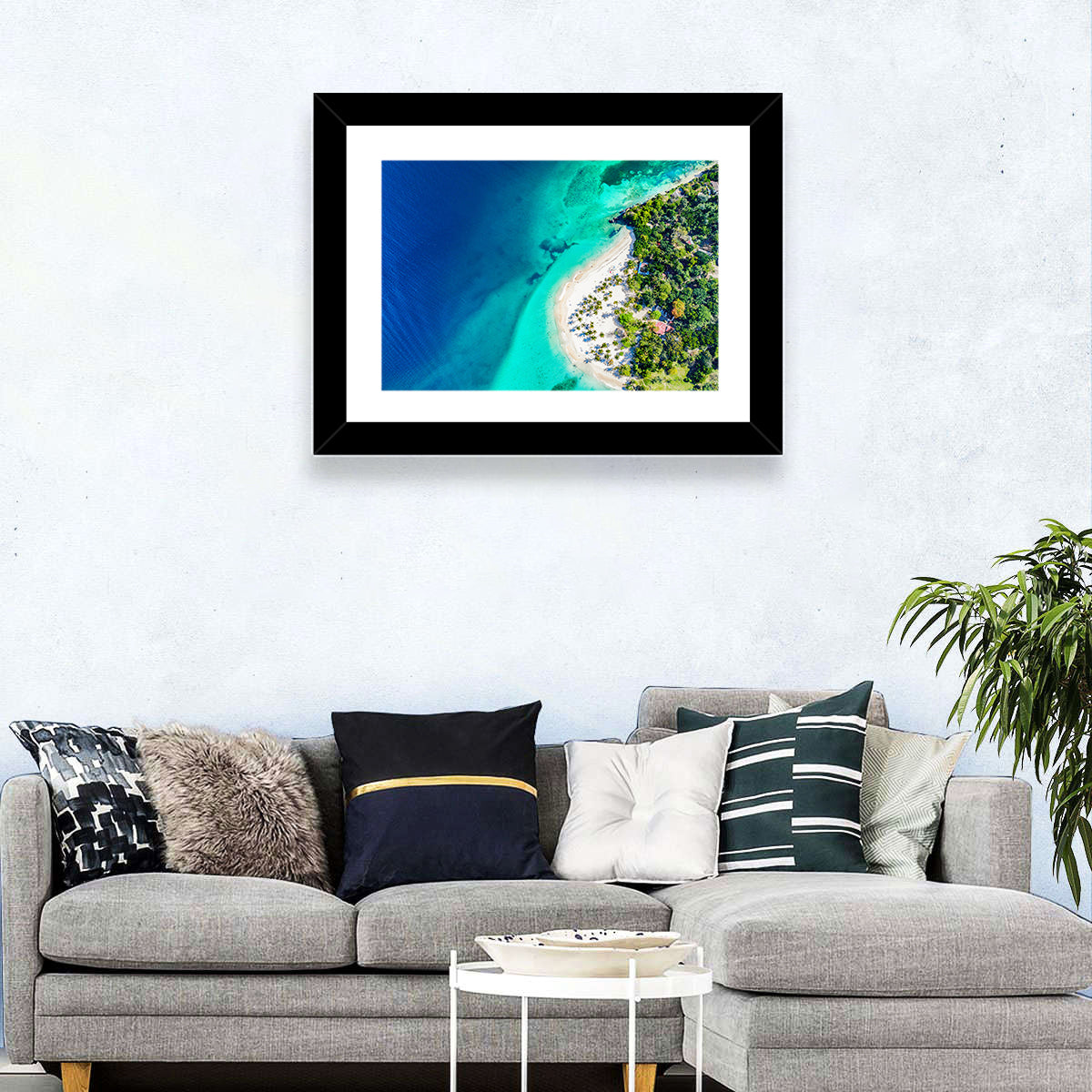 Cayo Levantado Aerial View Wall Art in a room, landscape