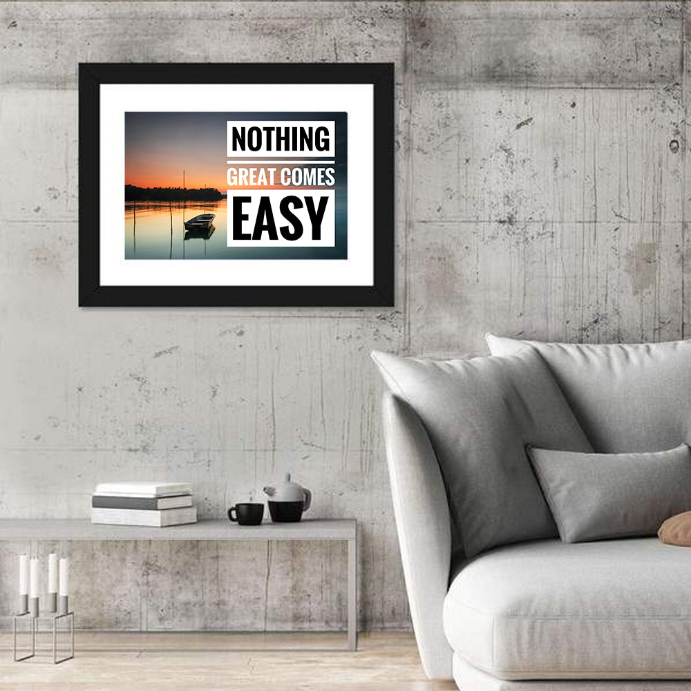 Nothing Great Comes Easy, Boat at Sunrise Wall Art in a room, landscape