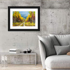 Autumn Birch Path with Two Birds Wall Art